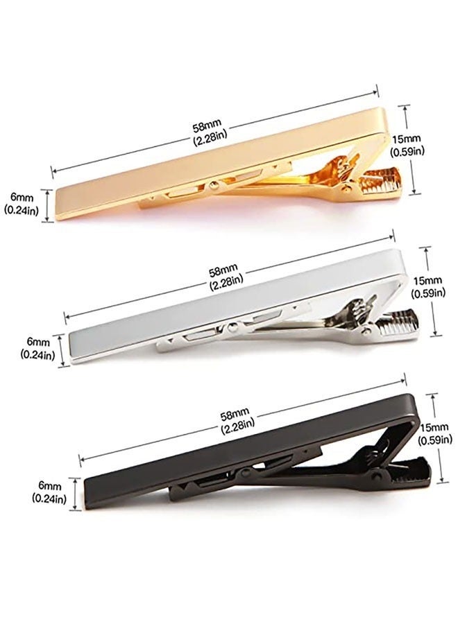 GIFT 4 Pack Tie Clips for Men, Classic Tie Clip Silver Gold Black Blue Necktie Tie Bar Pinch Clips Suitable for Wedding Anniversary Business and Daily Life 5.8cm - Image 2
