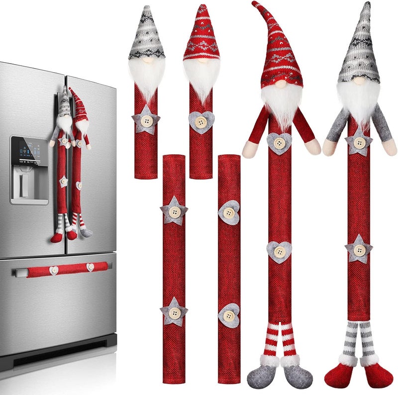TOODOO 6 Pieces Christmas Refrigerator Handle Covers Tome Gnome Refrigerator Handle Covers Winter Oven Fridge Door Handles Protector Kitchen Appliance for Holiday New Year Microwave Dishwasher - Image 1