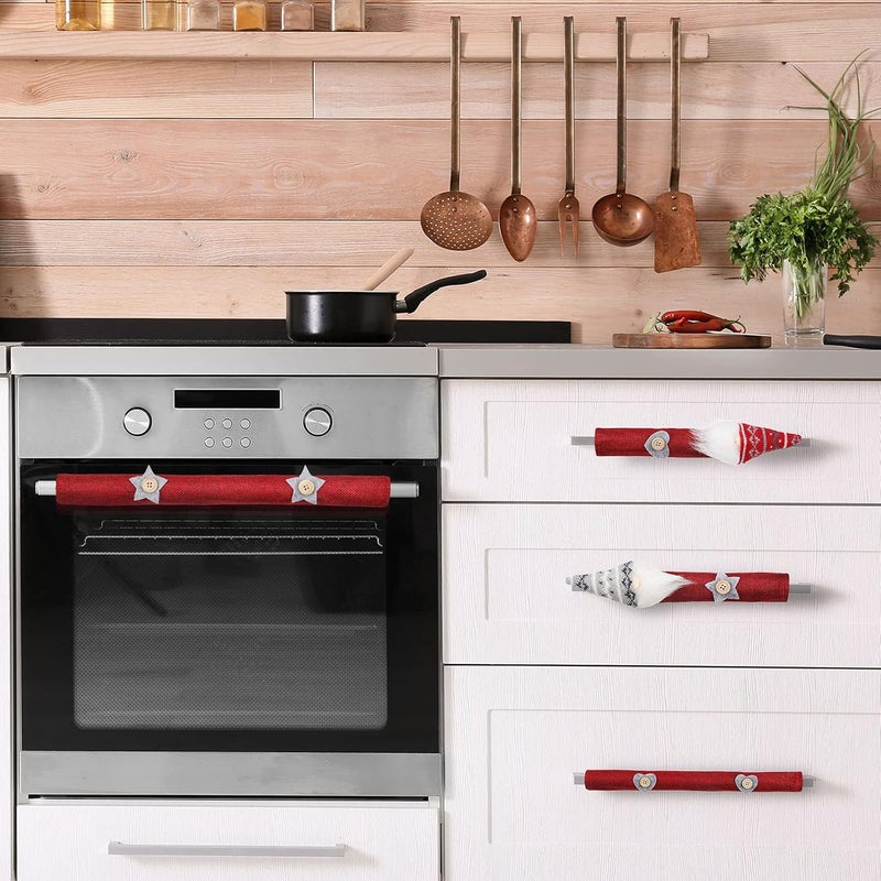 TOODOO 6 Pieces Christmas Refrigerator Handle Covers Tome Gnome Refrigerator Handle Covers Winter Oven Fridge Door Handles Protector Kitchen Appliance for Holiday New Year Microwave Dishwasher - Image 5