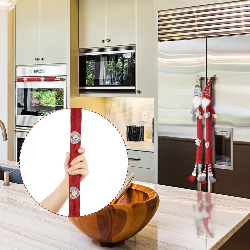 TOODOO 6 Pieces Christmas Refrigerator Handle Covers Tome Gnome Refrigerator Handle Covers Winter Oven Fridge Door Handles Protector Kitchen Appliance for Holiday New Year Microwave Dishwasher - Image 4