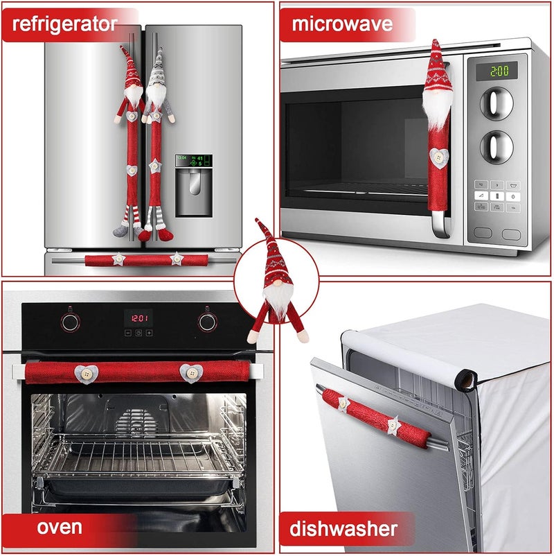 TOODOO 6 Pieces Christmas Refrigerator Handle Covers Tome Gnome Refrigerator Handle Covers Winter Oven Fridge Door Handles Protector Kitchen Appliance for Holiday New Year Microwave Dishwasher - Image 3