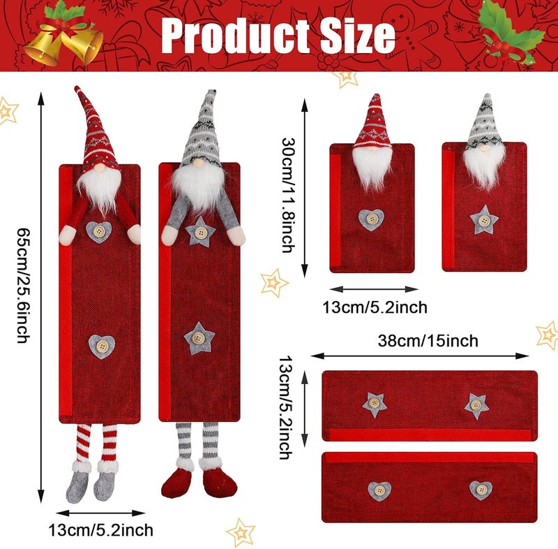 TOODOO 6 Pieces Christmas Refrigerator Handle Covers Tome Gnome Refrigerator Handle Covers Winter Oven Fridge Door Handles Protector Kitchen Appliance for Holiday New Year Microwave Dishwasher - Image 2