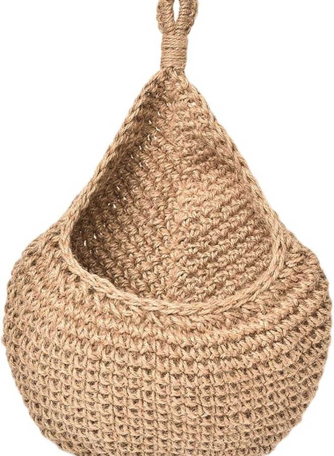 Wall Mounted Cotton Linen Storage Basket 28x37cm for Kitchen Bathroom Organization - Image 1