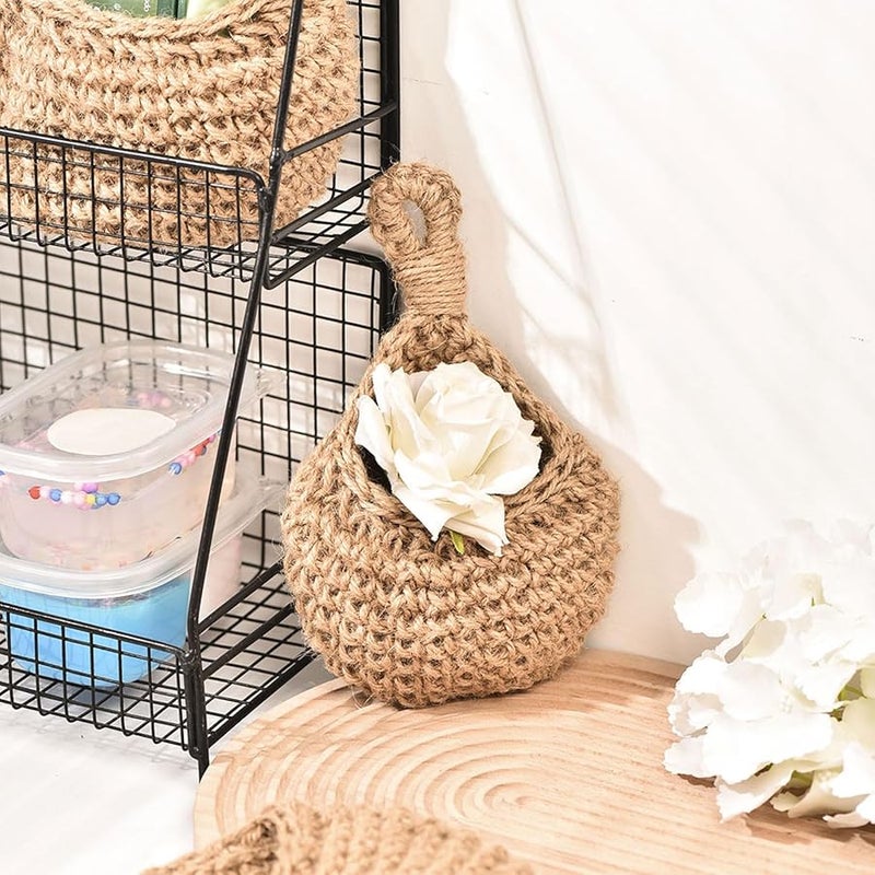 Wall Mounted Cotton Linen Storage Basket 28x37cm for Kitchen Bathroom Organization - Image 3