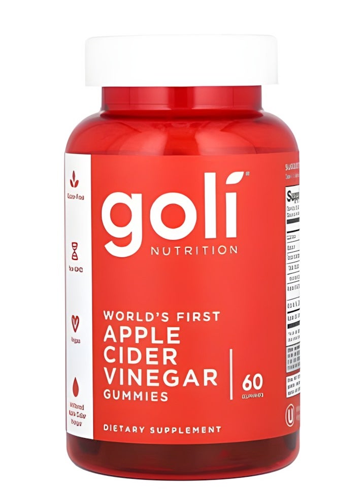 Goli - Apple Cider Vinegar 60 Gummies,Apple Cider Vinegar Digestion And Circulation Dietary Supplement , Loss Promotesweight, Regulate Physical Function and Health, Enhance Memory, Probiotic Gummies - Image 1