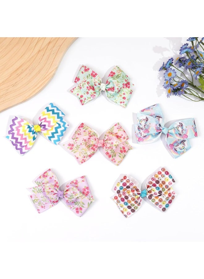 CellElection 24PCS 4.5Inch Bows for Girls Boutique Grosgrain Ribbon Rainbow Hair Bow Alligator Hair Clips Pigtail Bows Unicorn Hair Clips for Baby Girls Toddler Kids Children Teens in Pairs - Image 5