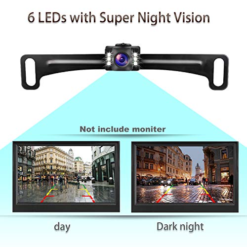 GLK Car Backup Camera HD Rear View Camera License Plate Backup Camera with Wide View Angle 6 LED Night Vision Waterproof Front & Back up Camera, Guide Line On/Off - Image 4