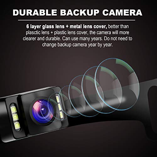 GLK Car Backup Camera HD Rear View Camera License Plate Backup Camera with Wide View Angle 6 LED Night Vision Waterproof Front & Back up Camera, Guide Line On/Off - Image 2
