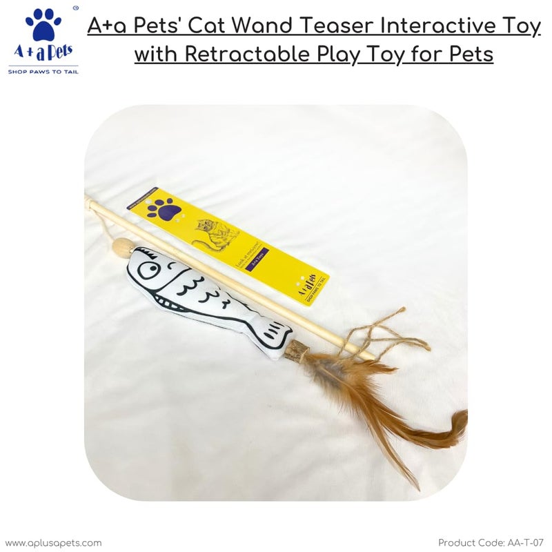 A+a Pets ' Cat Wand Teaser Interactive Toy with Retractable Pet Toy for Cats, Puppies, and Small Animals (Nemo White) - Image 5