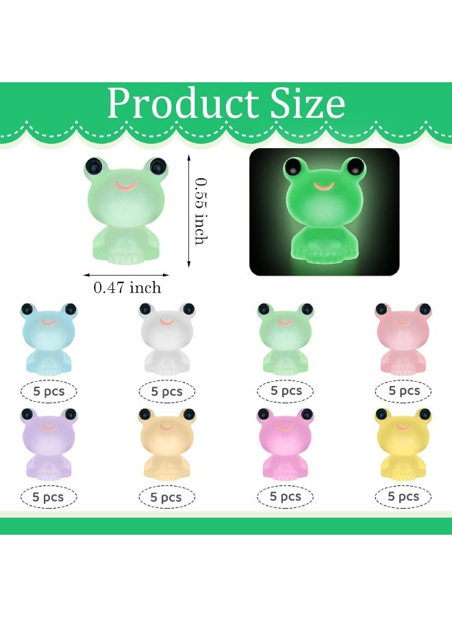 40 Pcs Luminous Tiny Resin Frogs, 8 Colors, Mini Frog Glow in The Dark, Frog Miniature Ornaments for Miniature Decoration, Garden Aquarium Potted, Garden Dollhouse, Cake Decoration, DIY Slime Kit, Craft Charms Party Toys - Image 2