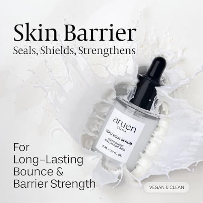 aruen Fermented Tofu Collagen Serum – 68% Fermented Soy Milk with Niacinamide & Hyaluronic Acid – Korean Hydrating Face Serum for Firming, Radiance & Skin Barrier Care (1.01 fl oz / 30ml) - Image 2