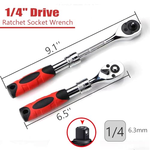 WINTOWIN 1/4-Inch Drive Extendable Ratchet Wrench, 1/4" Drive Ratchet Socket Wrench, Quick Release 72-Tooth Reversible - Image 5