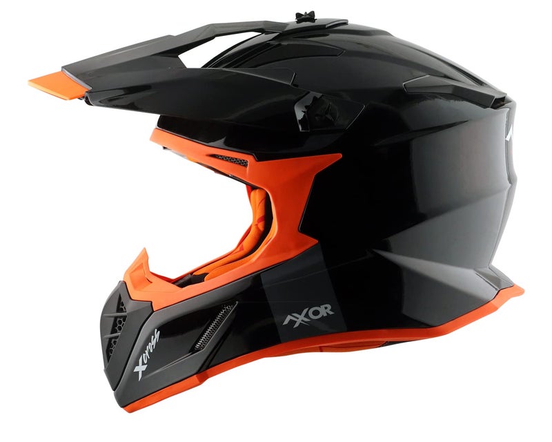 Axor X Cross ISI ECE DOT Certified Full Face Dual Sport Peak Off Road Helmet for Men and Women Black Orange XL - Image 1