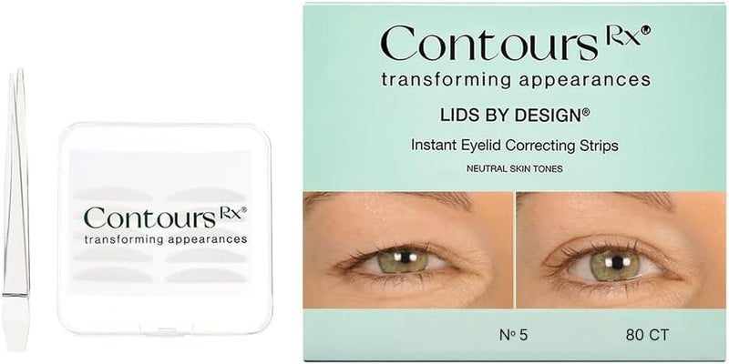 Contours Rx Lids by Design Eyelid Lift Strips with Travel Case and Tweezers Invisible Eyelid Tape for Hooded Eyes a YouthfulLooking Appearance 80 CT 5mm