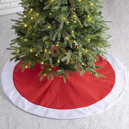 The Purple Tree Christmas Tree Skirt Pack of 1 Large 38 Inch Red n White Christmas Tree Skirt Premium Velvet Double Layered Tree Skirt for Christmas Decorations Xmas Holiday Decorations - Image 1