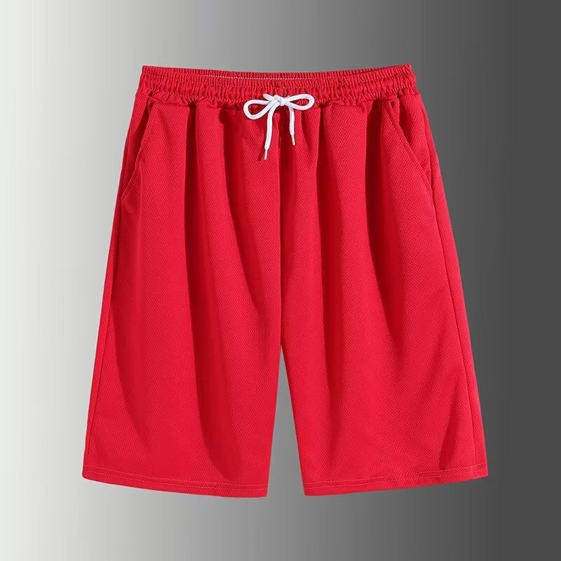100% Pure Cotton Breathable Quick-drying Pants for Men and Women Summer Trendy Thin Pants for Women All-match Casual Short Pants Red [high quality ice silk style]