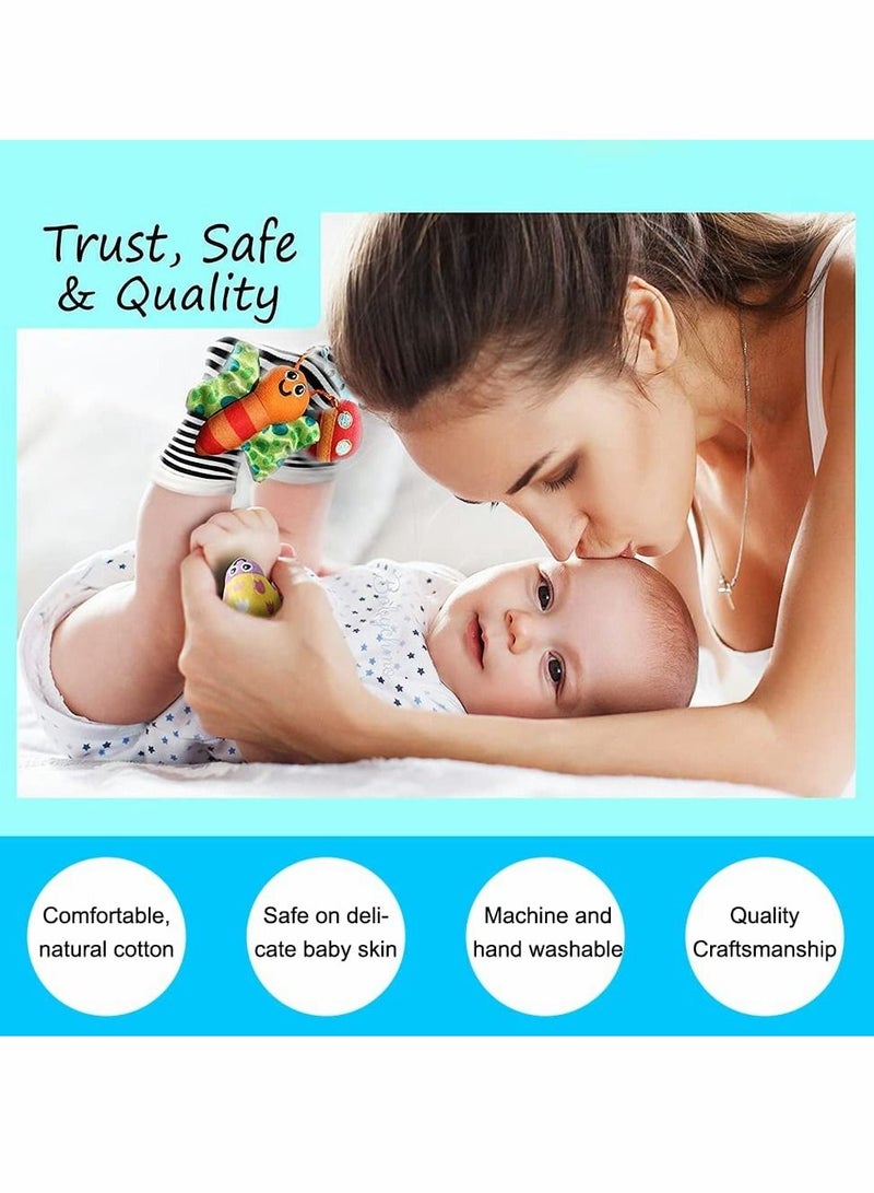 Y&D Baby Rattle Socks & Wrist Rattles for Babies 0-6 Months, Toys 0-3-6-12 Months - Image 4