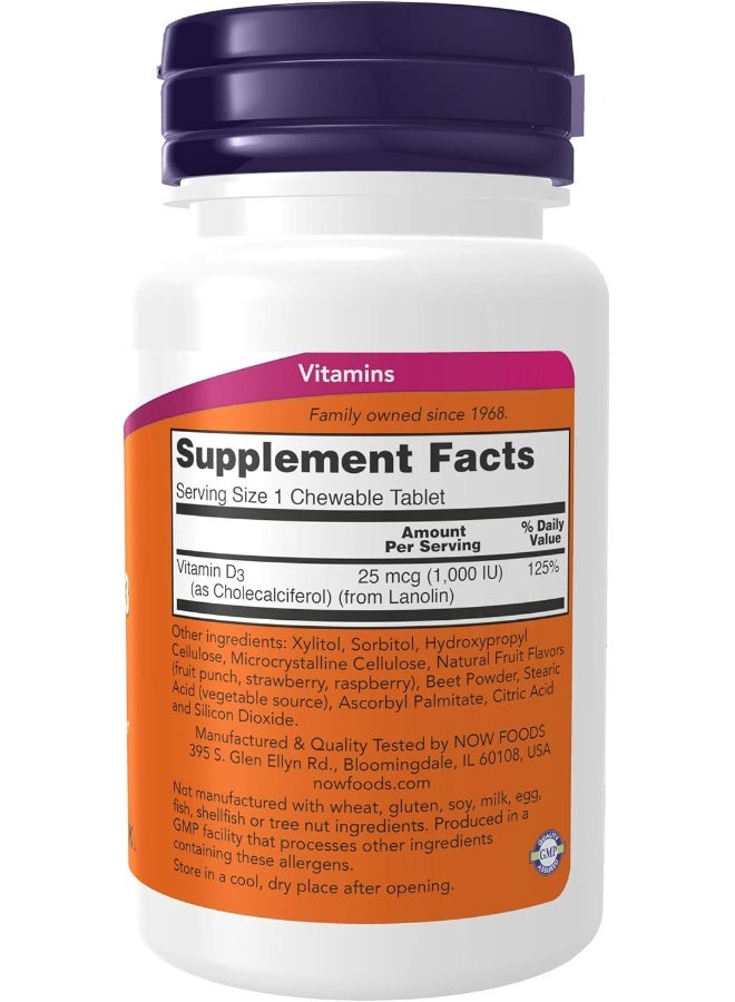 Now Supplements, Vitamin D-3 1000 IU, 180 Chewables - Image 2