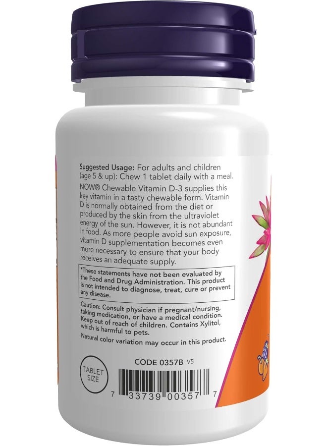 Now Supplements, Vitamin D-3 1000 IU, 180 Chewables - Image 3