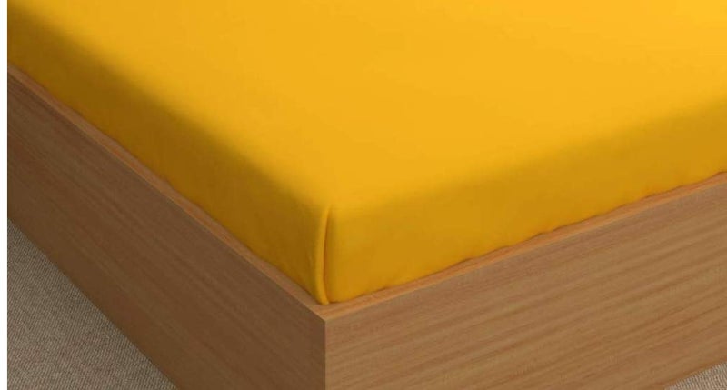 Optra OPTRA - Solid Color Microfibre Soft and Premium 1 Double Bedsheet with 2 Pillow Covers Size 230 cm x 228 cm, Yellow  - Image 3