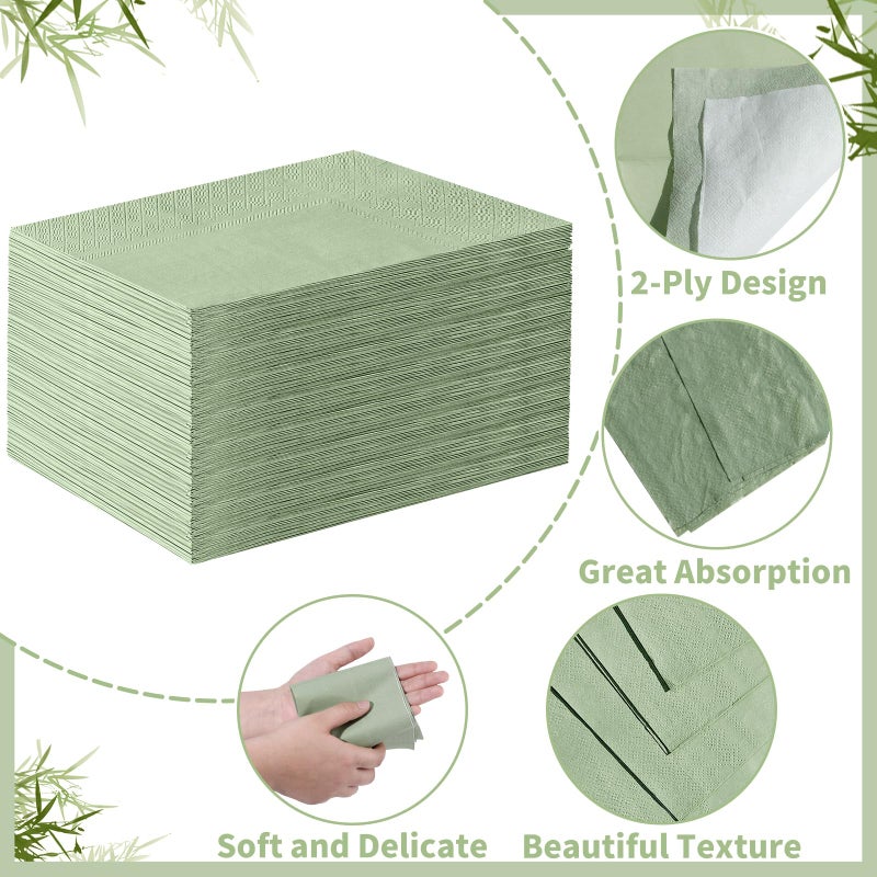 NatNarr 60 Pcs Sage Green Napkins Disposable Easter Sage Green Dinner Napkin Decorative Guest Bathroom Napkins Green Napkin for Wedding, Baby Shower, Bathroom, Kithchen - Image 3