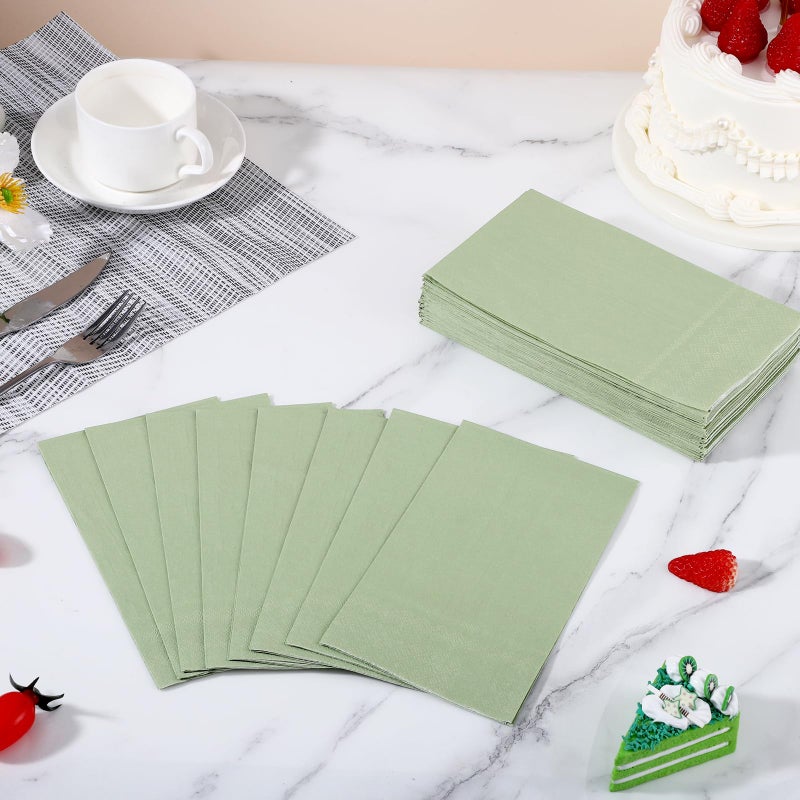 NatNarr 60 Pcs Sage Green Napkins Disposable Easter Sage Green Dinner Napkin Decorative Guest Bathroom Napkins Green Napkin for Wedding, Baby Shower, Bathroom, Kithchen - Image 4