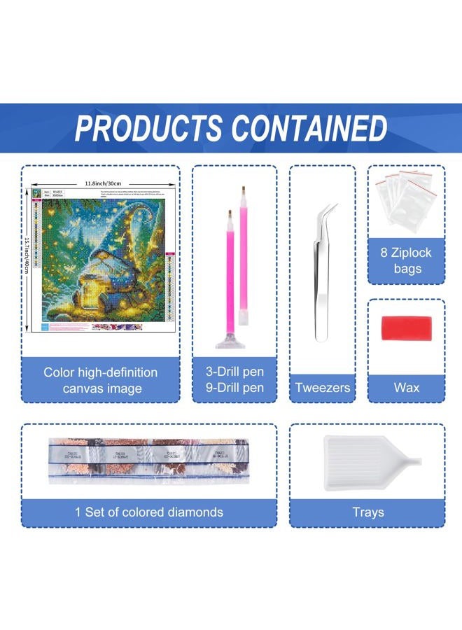 Camocin Diamond Art Kits for Adults Gnomes, 5D Gnome Diamond Painting Kits for Adults Beginners, DIY Gnome Full Round Dots Drill Gem Art Kit for Gift Home Wall Decor 14 x 14 Inch - Image 4