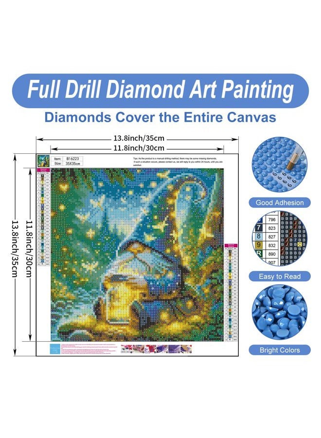 Camocin Diamond Art Kits for Adults Gnomes, 5D Gnome Diamond Painting Kits for Adults Beginners, DIY Gnome Full Round Dots Drill Gem Art Kit for Gift Home Wall Decor 14 x 14 Inch - Image 3