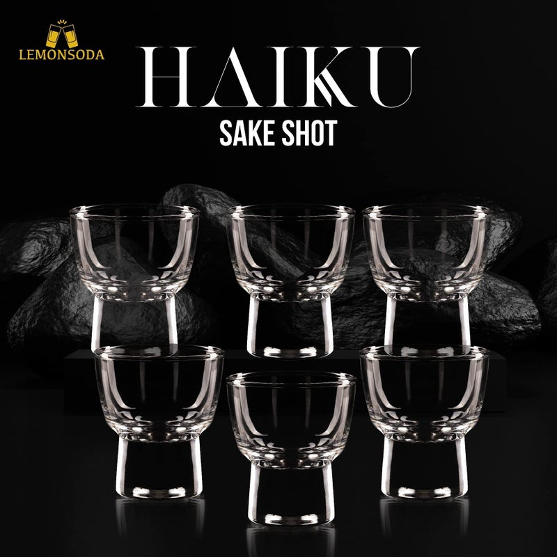 LEMONSODA Clear Shot Glass Set - Heavy Base Haiku Sake Shot Glasses for Whiskey, Tequila, Vodka, Espresso, Spirits & Liquor - Perfect for Tastings, Parties, Bars, Housewarming Gift (Set of 6-2oz) - Image 1