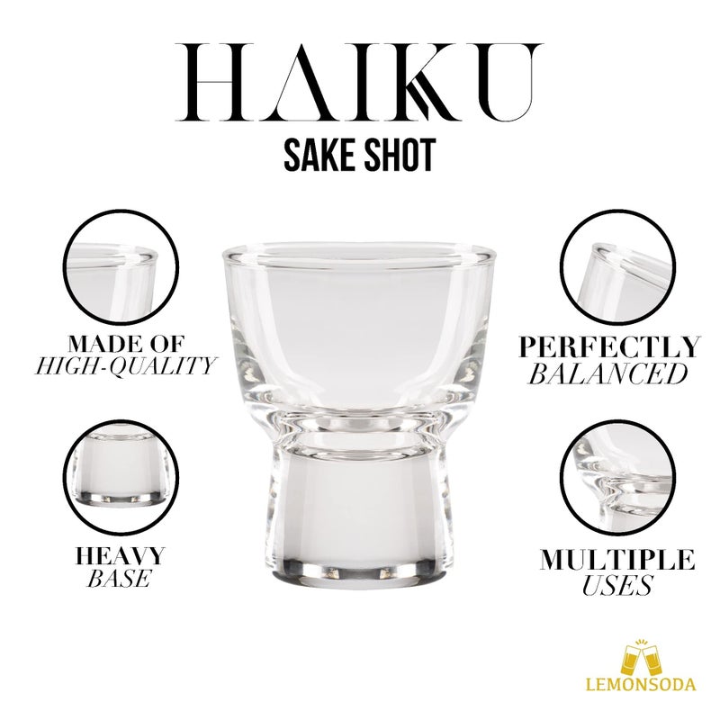 LEMONSODA Clear Shot Glass Set - Heavy Base Haiku Sake Shot Glasses for Whiskey, Tequila, Vodka, Espresso, Spirits & Liquor - Perfect for Tastings, Parties, Bars, Housewarming Gift (Set of 6-2oz) - Image 3