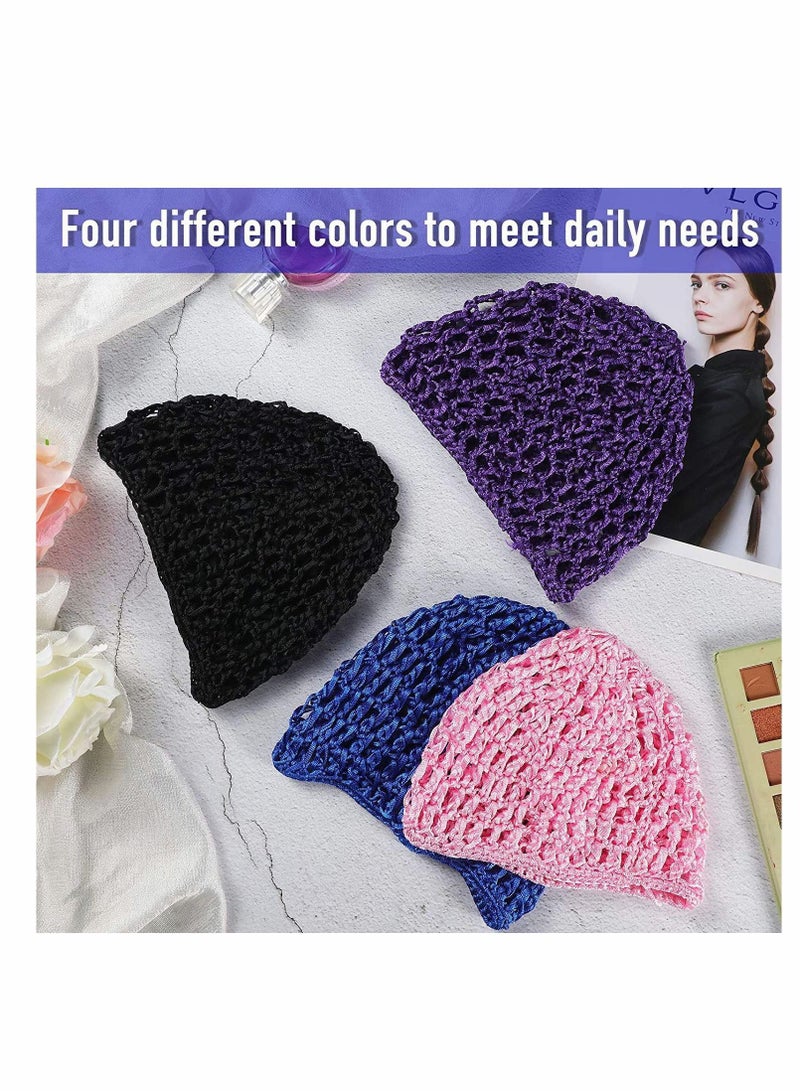 Y&D 4 Pcs Mesh Crochet Hair Net Rayon Knit Snood Hat Thick Short Women Hairnet Snoods Cover Ornament for Shower Washing Sleeping - Image 4