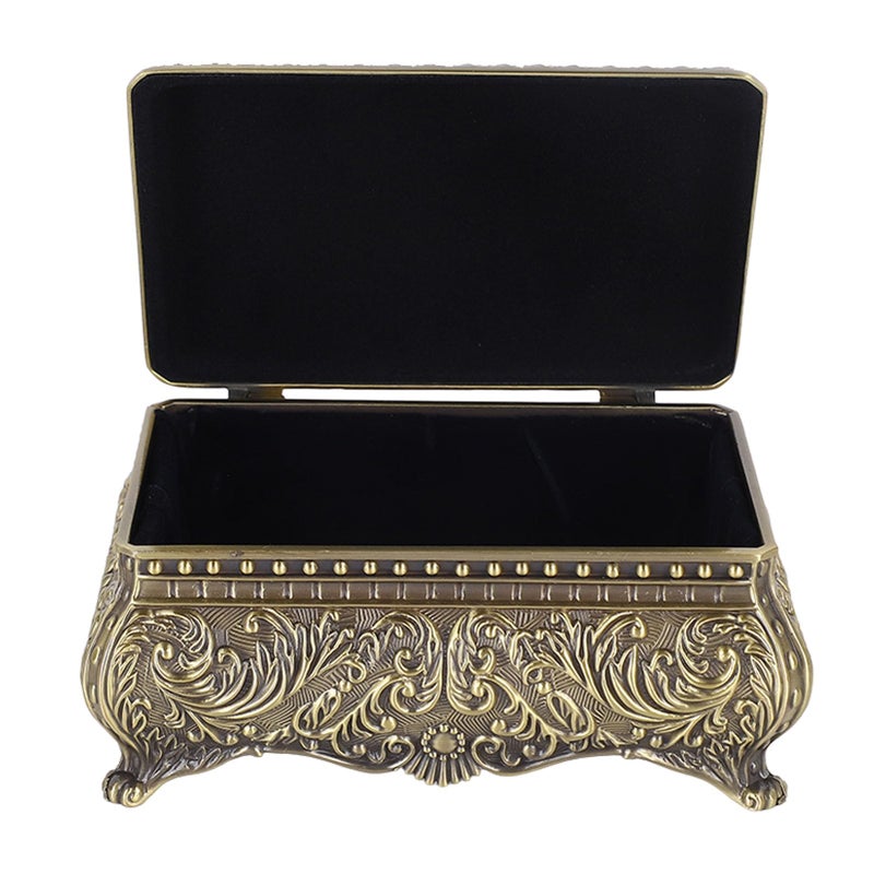 ariarly Vintage Rectangle Jewelry Box Metal Antique Ring Necklace Jewellery Trinket Display Storage Box for Women Girls Birthday Christmas,5.0 x 3.3 x 2.6in (Bronze) - Image 2
