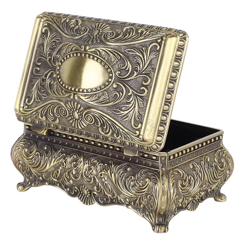 ariarly Vintage Rectangle Jewelry Box Metal Antique Ring Necklace Jewellery Trinket Display Storage Box for Women Girls Birthday Christmas,5.0 x 3.3 x 2.6in (Bronze) - Image 4