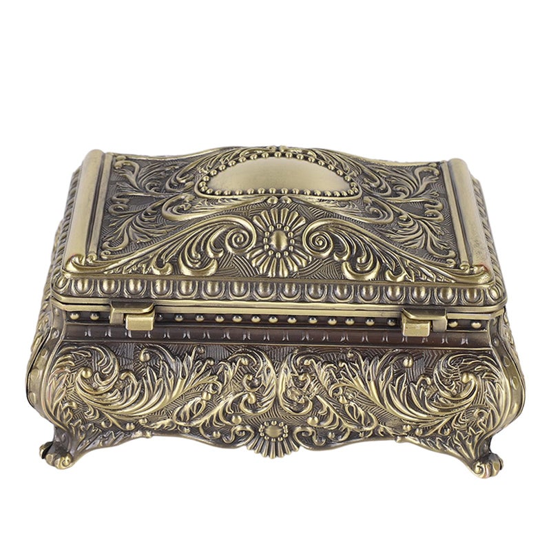 ariarly Vintage Rectangle Jewelry Box Metal Antique Ring Necklace Jewellery Trinket Display Storage Box for Women Girls Birthday Christmas,5.0 x 3.3 x 2.6in (Bronze) - Image 3