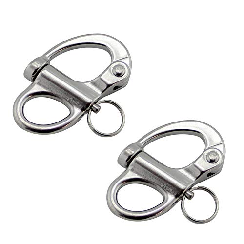 NRC&XRC Pair of 2"(52mm) 316 Stainless Steel Fixed Bail Snap Shackle for Bracelet, Sailboat - Image 1
