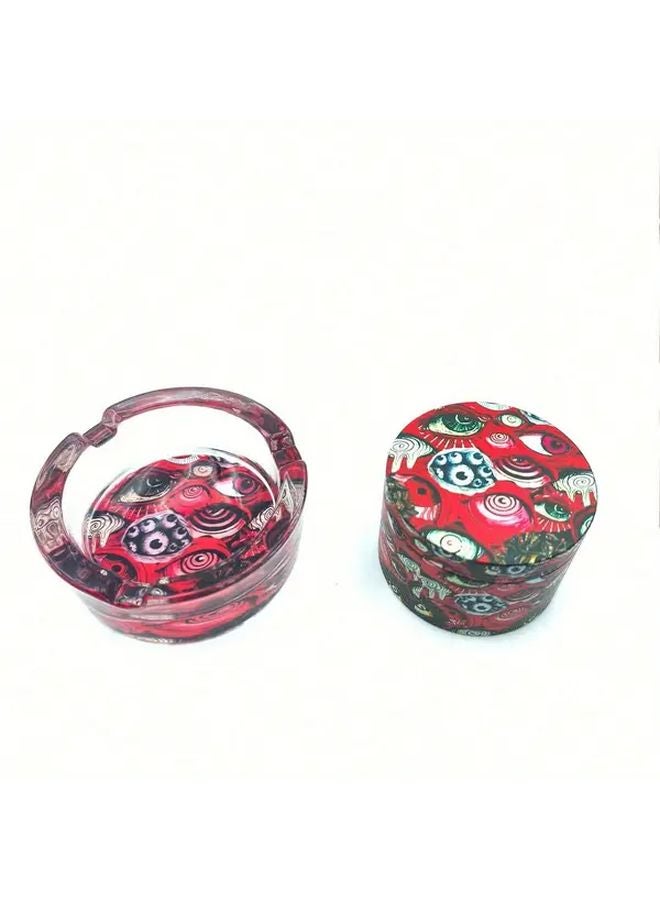 مصمم زجاجي منقوش بعين القط متعدد الألوان 8.5 سم، منفضة سجائر، إكسسوار تدخين، ديكور للمنزل والمكتب - Image 4