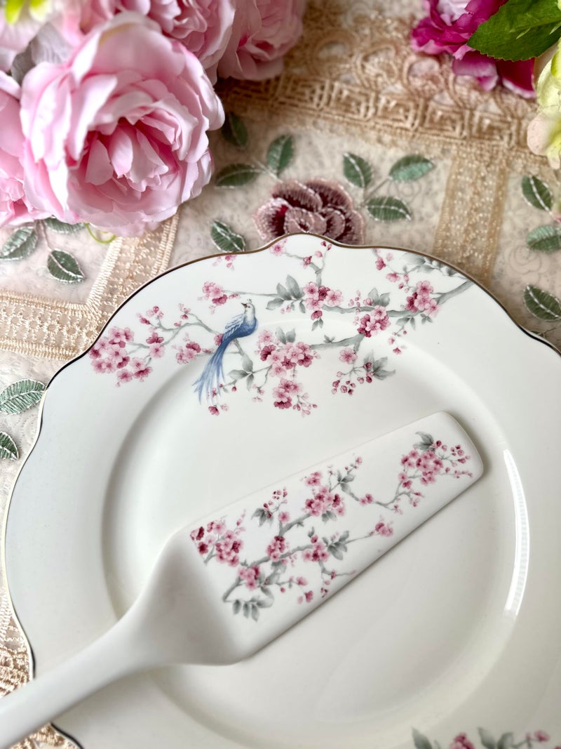 Vigneto | Orchid Bliss Snack Set (1 Serving Plate, 6 Quarter Plates, 1 Server) | Finest Premium Porcelain | Luxury Floral Tableware - Image 4