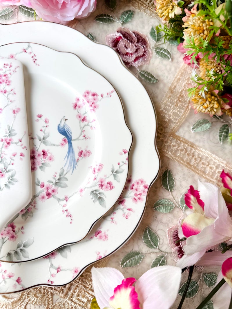 Vigneto | Orchid Bliss Snack Set (1 Serving Plate, 6 Quarter Plates, 1 Server) | Finest Premium Porcelain | Luxury Floral Tableware - Image 3