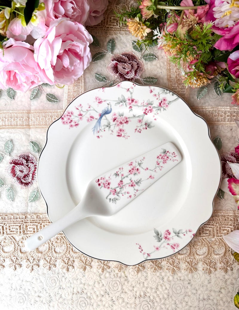Vigneto | Orchid Bliss Snack Set (1 Serving Plate, 6 Quarter Plates, 1 Server) | Finest Premium Porcelain | Luxury Floral Tableware - Image 5