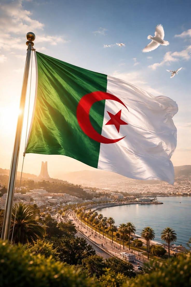 ARS Algeria Flag - Heavy-Duty 210D Satin, Algeria Flag for Outdoor/Indoor, Fade Resistant, Flag Day, And Home-Polyester, National Day Sport Day, FIFA World Cup, Indoor & Outdoor Use-Size Available - Image 1