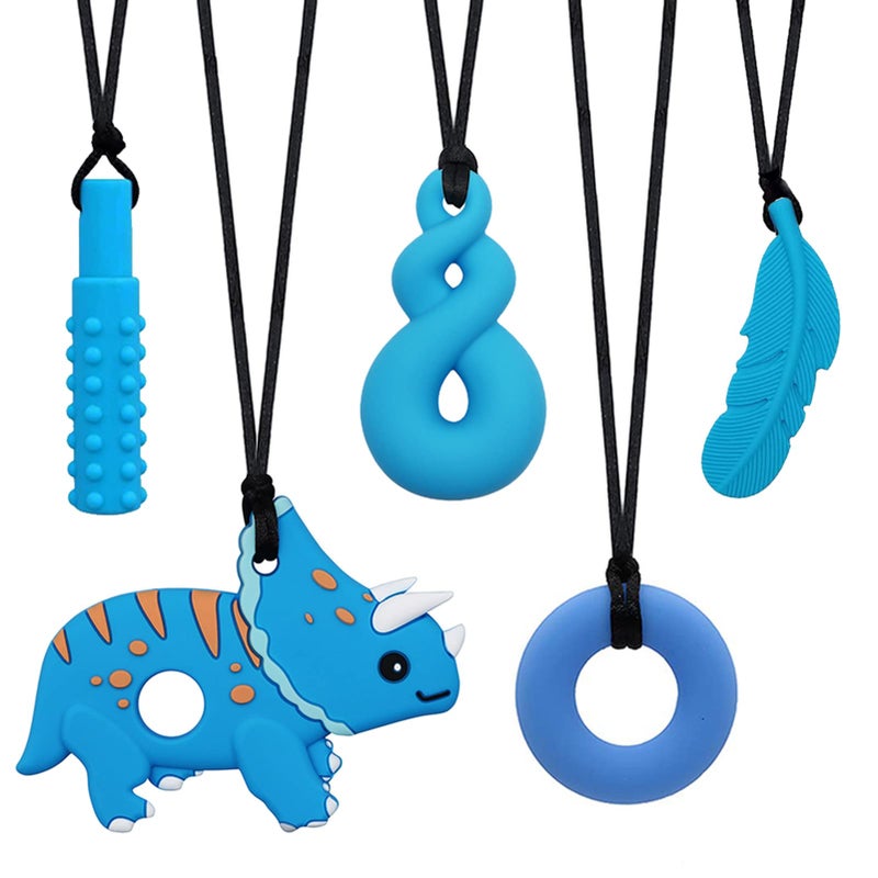 Chew Necklaces for Sensory Kids Chewy Necklace Sensory Toys for Boys with Autism ADHD SPD 6 Pack Sensory Product with Textured Chewable Design