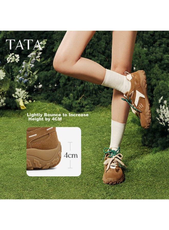 Tata Cocoa Bean Retro Sneakers Women's Casual Shoes Training Shoes, Yellow-brown/white Cm5, Size 36 - Image 1