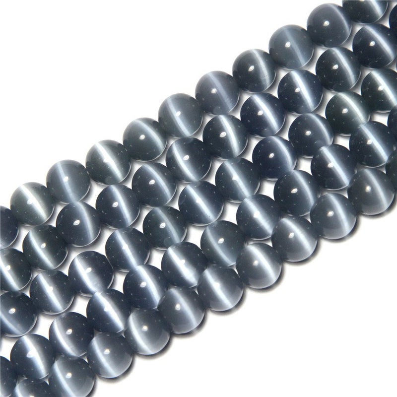 6mm Gray Cat Eye Beads Round Semi Precious Gemstone Loose Beads for Jewelry Making 6366pcsstrand