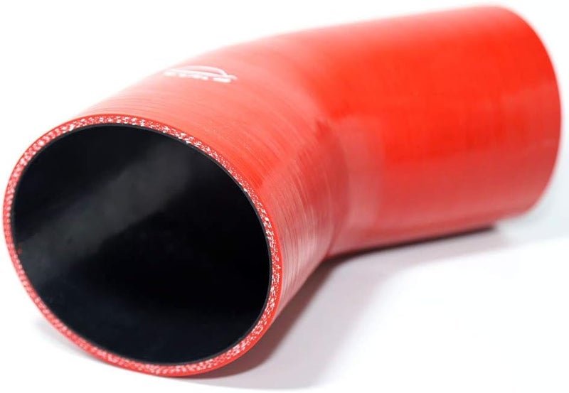 TenkeAuto 4-Ply Reinforced 45 Degree 4" ID Elbow Silicone Hose Coupler - Red - Image 2