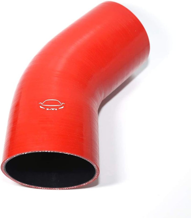 TenkeAuto 4-Ply Reinforced 45 Degree 4" ID Elbow Silicone Hose Coupler - Red - Image 1