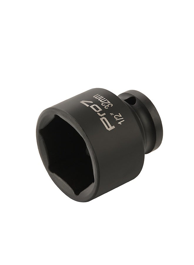 LAWAZIM Pro7 1/2inch Drive Shallow Impact Socket - CR-MO 6 Point Metric Size 32mm - Hex Shallow Socket for Tight Spaces for Ratchets & Torque Electric Wrenches - Ideal for Wheel, Axle & Suspension Use - Image 1