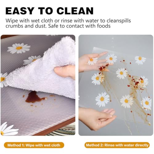 Tusmad Fridge Sheets for Shelves | EVA Food-Grade White Kitchen Mat – Multipurpose Washable Anti-Slip Fridge Mats for Drawers, Table | Non-Toxic, Waterproof Yellow Flower Mat, 45 CM x 1.5 M Roll - Image 5