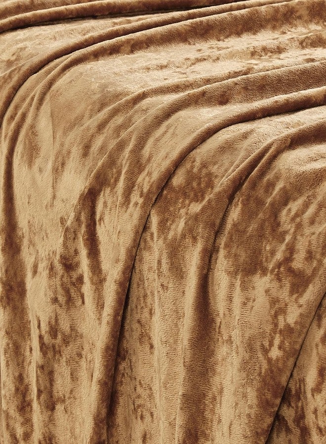 Fredsure طقم ملاءات فريدشور المخملي ذو المظهر العتيق، 4 قطع، لون كراميل ذهبي، مقاس كينج، فائق النعومة، دافئ - Image 3