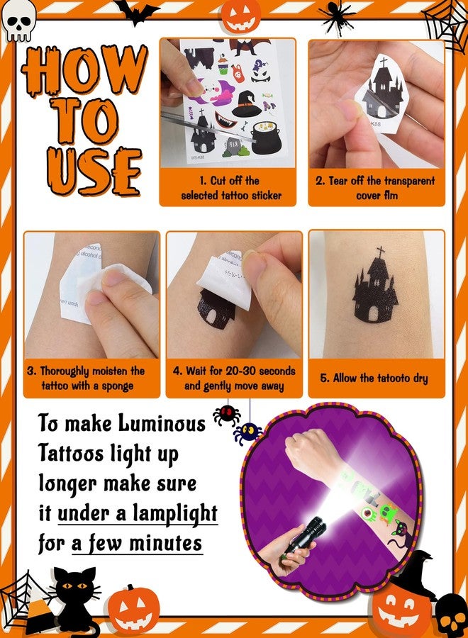 Oomloid 500 Styles Luminous Halloween Tattoos Party Favors for Kids, Halloween Temporary Tattoos Stickers Goodie Bag Stuffers Gifts Treats for Party Supplies - Image 5