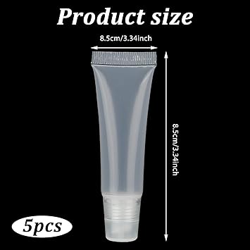 Apausvcm 5 قطع أنابيب أحمر شفاه فارغة حاويات بلسم شفاه شفافة حاويات معجون أسنان قابلة للضغط للسفر زجاجات تجميل صغيرة قابلة لإعادة التعبئة لمستحضرات تجميل أحمر الشفاه DIY للسفر - Image 2